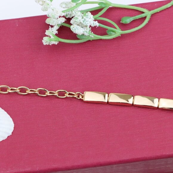 "Elegant Rose Gold Bracelet with Heart Charm & Toggle Clasp, XPBL0905 - Picture 12 of 12